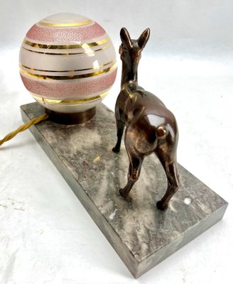 French Art Deco Table Lamp with Stylized Spelter Representation of a Deer, 1935-MJY-1743409