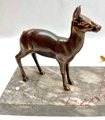 French Art Deco Table Lamp with Stylized Spelter Representation of a Deer, 1935-MJY-1743409