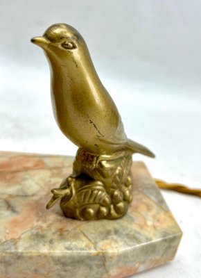 French Art Deco Table Lamp with Stylized Spelter Representation of Bird, 1935-MJY-1743408