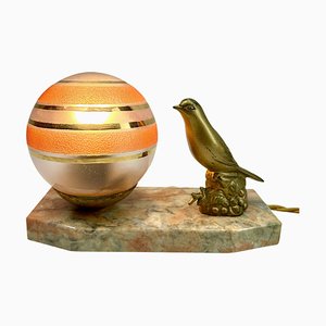 French Art Deco Table Lamp with Stylized Spelter Representation of Bird, 1935-MJY-1743408