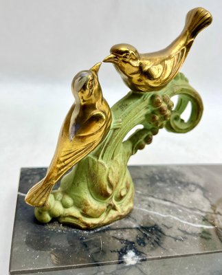 French Art Deco Table Lamp with Stylized Spelter Representation of Birds, 1935-MJY-1743407