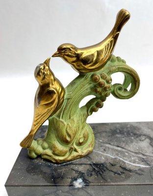 French Art Deco Table Lamp with Stylized Spelter Representation of Birds, 1935-MJY-1743407