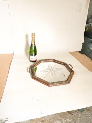 French Art Deco Tray in Beveled Mirror, 1940-UR-1801513