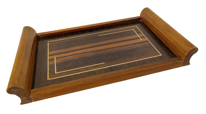 French Art Deco Tray in Inlaid Lemon Wood, 1930s-RIU-694413