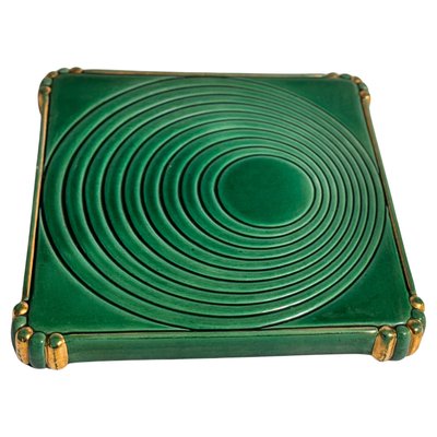 French Art Deco Trivet in Ceramic Green, 1940-UR-2023137