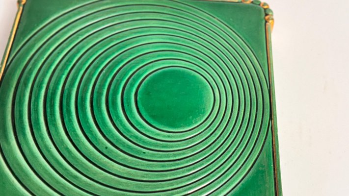 French Art Deco Trivet in Ceramic Green, 1940-UR-2023137