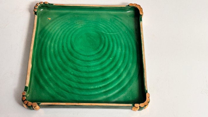 French Art Deco Trivet in Ceramic Green, 1940-UR-2023137