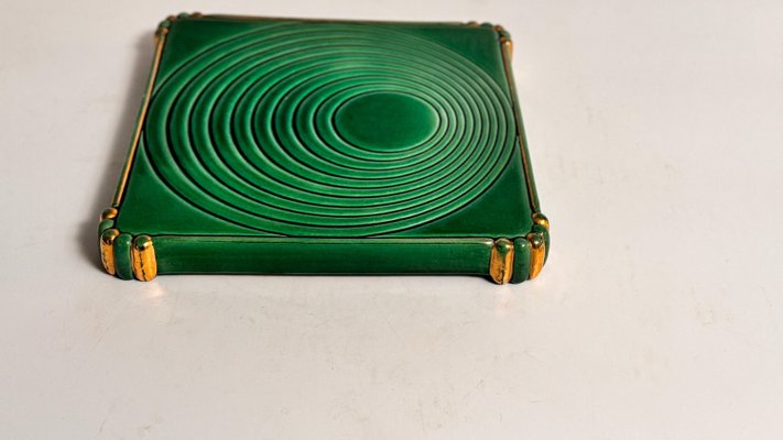 French Art Deco Trivet in Ceramic Green, 1940-UR-2023137