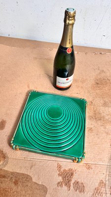 French Art Deco Trivet in Ceramic Green, 1940-UR-2023137