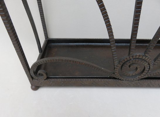 French Art Deco Umbrella Stand in Wrought Iron in the style of Edgar Brandt-EY-980475