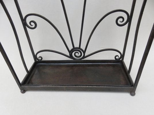 French Art Deco Umbrella Stand in Wrought Iron in the style of Edgar Brandt-EY-980475