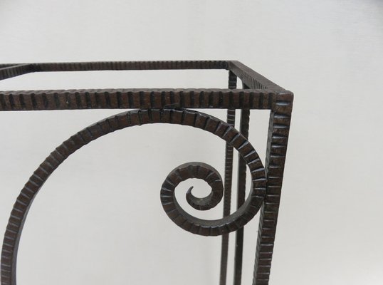 French Art Deco Umbrella Stand in Wrought Iron in the style of Edgar Brandt-EY-980475