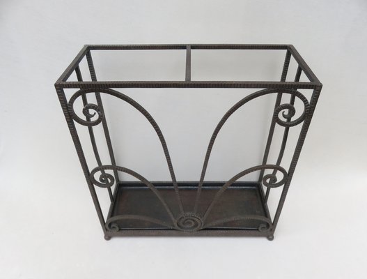 French Art Deco Umbrella Stand in Wrought Iron in the style of Edgar Brandt-EY-980475