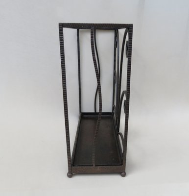 French Art Deco Umbrella Stand in Wrought Iron in the style of Edgar Brandt-EY-980475