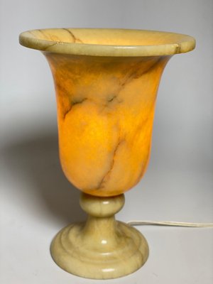 French Art Deco Urn Shaped Table Lamp in Alabaster, 1940-UR-1385711