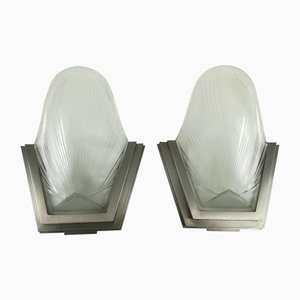 French Art Deco Wall Sconces by Verrerie Des Hanot, Set of 2-KDB-1293547