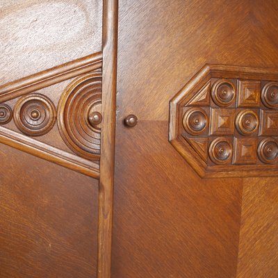 French Art Deco Wardrobe Consisting of 3 Doors Embellished with Designs in Inlay, 1940s-JQO-1286890