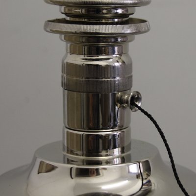 French Art Deco Wood and Silver Metal Table Lamp from Mazda, 1920s-SY-1343736