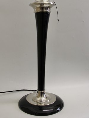 French Art Deco Wood and Silver Metal Table Lamp from Mazda, 1920s-SY-1343736