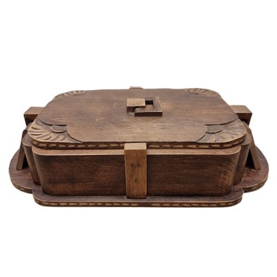 French Art Deco Wooden Storage Box with Lid, 1920s-VHW-2035815