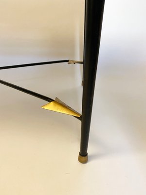 French Art Deco Wrought Iron & Brass Side Table with Arrows in the Style of André Arbus, 1940s-KWZ-906212