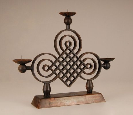 French Art Deco Wrought Iron Candleholder by Gilbert Poillerat, 1940s-GOE-890739