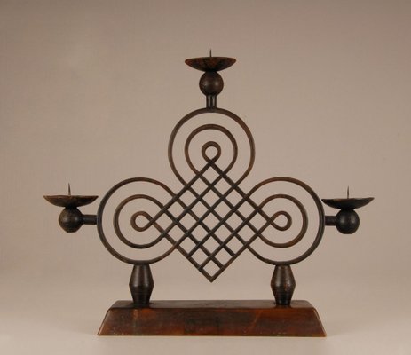 French Art Deco Wrought Iron Candleholder by Gilbert Poillerat, 1940s-GOE-890739