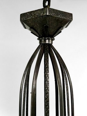 French Art Deco Wrought Iron Hanging Light, 1920-XNH-1804503