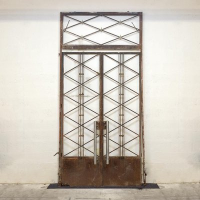 French Art Deco Wrought Iron House Door, 1930-VJZ-903461