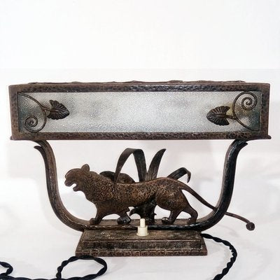 French Art Deco Wrought Iron Table Lamp by Paul Kiss, 1930s-YGE-562882