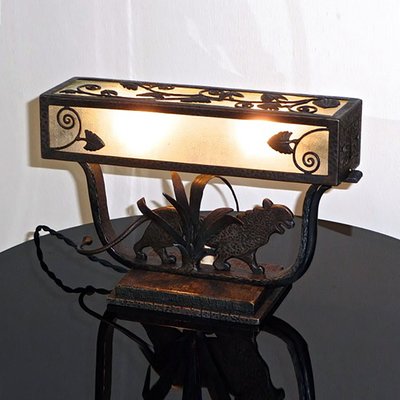 French Art Deco Wrought Iron Table Lamp by Paul Kiss, 1930s-YGE-562882