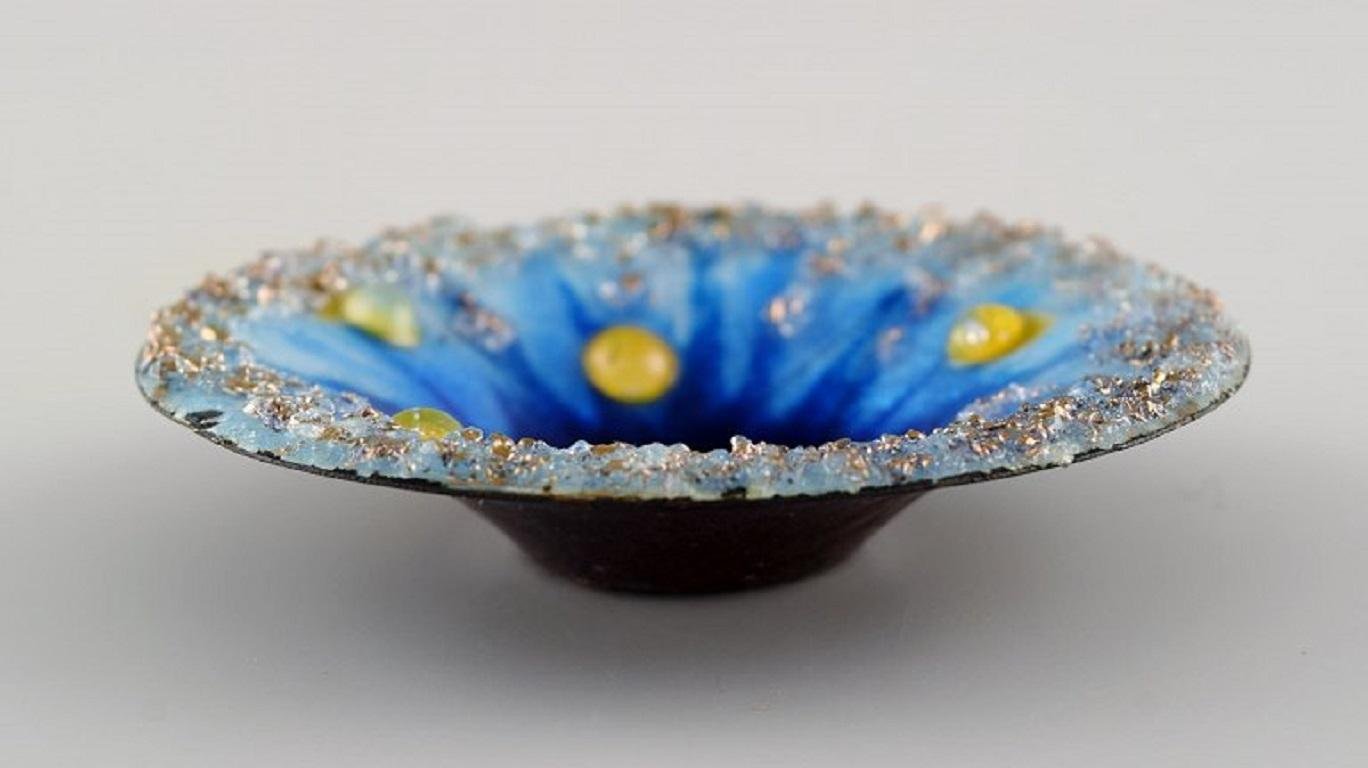 French Art Nouveau Bronze Bowl in Enamel Work by Camille Fauré for Limoges, 1910s