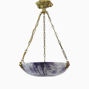 French Art Nouveau Enameled Ceiling Lamp-NE-1193983