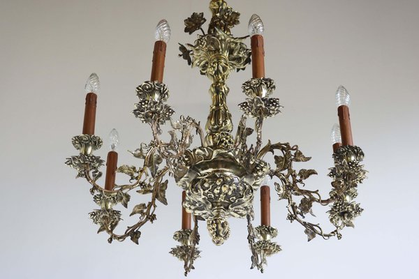 French Art Nouveau Hammered Brass Chandelier, 1890s-WIP-2041328