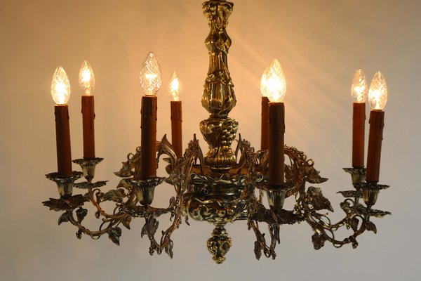 French Art Nouveau Hammered Brass Chandelier, 1890s-WIP-2041328