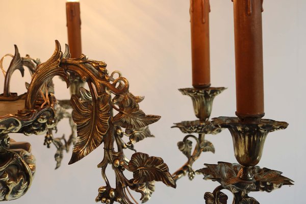 French Art Nouveau Hammered Brass Chandelier, 1890s-WIP-2041328