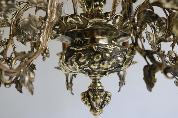 French Art Nouveau Hammered Brass Chandelier, 1890s-WIP-2041328