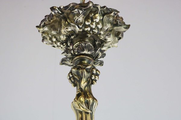 French Art Nouveau Hammered Brass Chandelier, 1890s-WIP-2041328