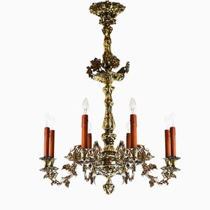 French Art Nouveau Hammered Brass Chandelier, 1890s-WIP-2041328