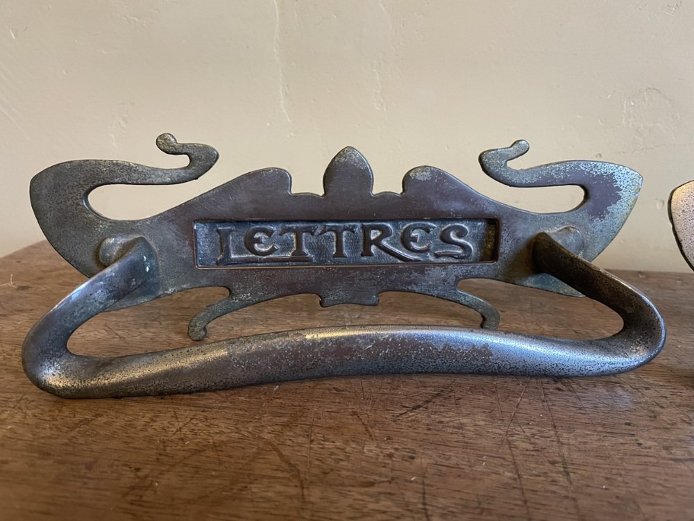 French Art Nouveau Letter Box Handles, 1910, Set of 2