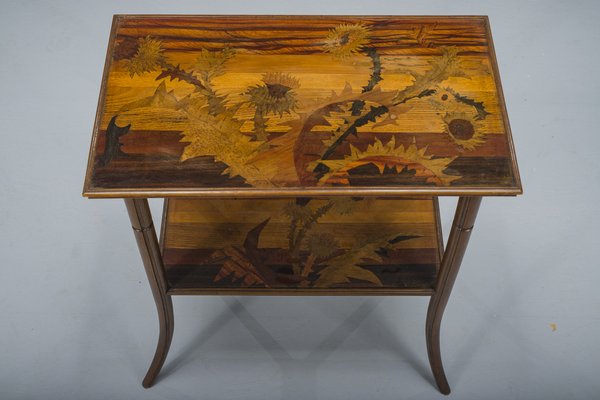 French Art Nouveau Marquetry Table by Emile Galle, 1900s-ZZH-1799049