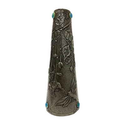 French Art Nouveau Pewter Vase-UCH-1224882