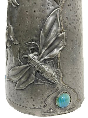 French Art Nouveau Pewter Vase-UCH-1224882