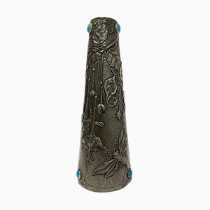 French Art Nouveau Pewter Vase-UCH-1224882