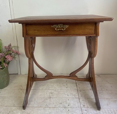 French Art Nouveau Side Table in Oak, 1900-WZZ-1264385