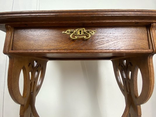 French Art Nouveau Side Table in Oak, 1900-WZZ-1264385