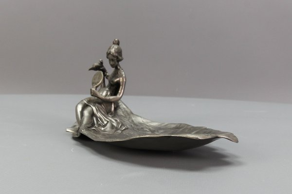 French Art Nouveau Style Pewter Vide Poche or Pin Tray, 1950s-KEG-1770742