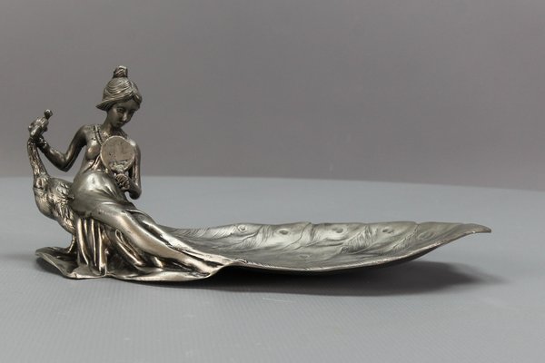 French Art Nouveau Style Pewter Vide Poche or Pin Tray, 1950s-KEG-1770742