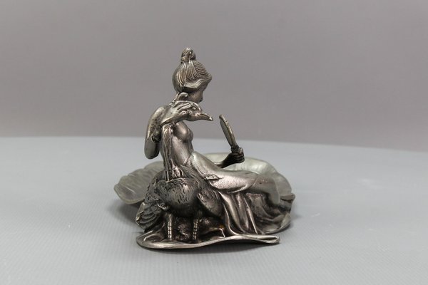 French Art Nouveau Style Pewter Vide Poche or Pin Tray, 1950s-KEG-1770742