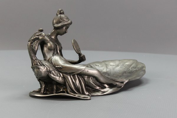 French Art Nouveau Style Pewter Vide Poche or Pin Tray, 1950s-KEG-1770742